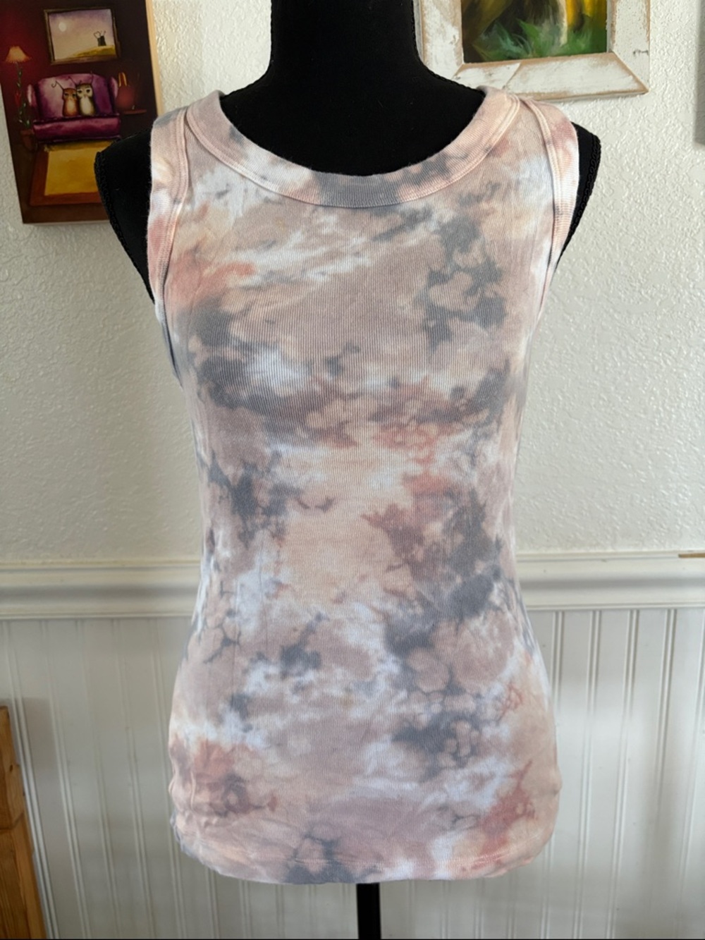 Michael Stars Tie-Dye Ribbed Tank - Pink & Gray NWOT
